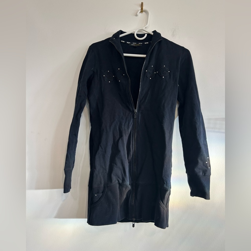 Vintage BCBG Maxazaria Black Zip Up Sweatshirt Women’s Size Medium